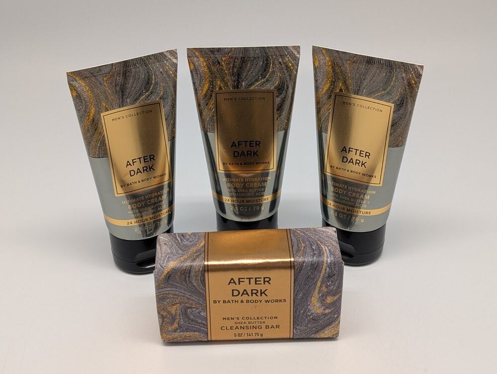 Bath & Body Works After Dark Men's 3 Body Cream 2.5oz Travel Size & Bar Soap 5oz
